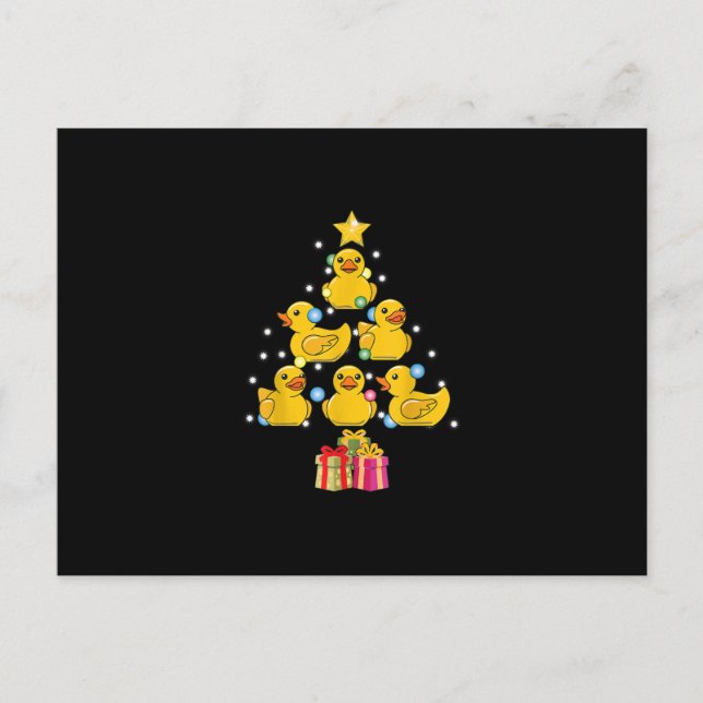 Rubber Duck Christmas Tree Duckie Quack Christmas Invitation Postcard (Front)