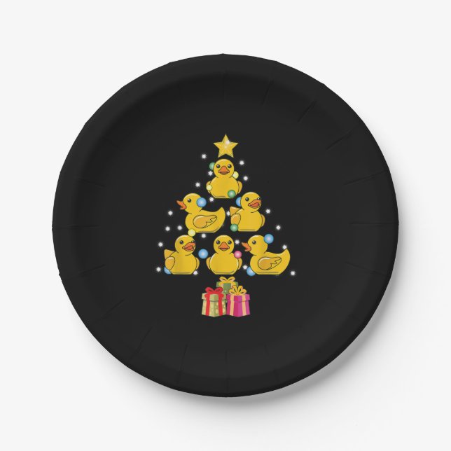 Rubber Duck Christmas Tree Duckie Quack Christmas Paper Plate (Front)