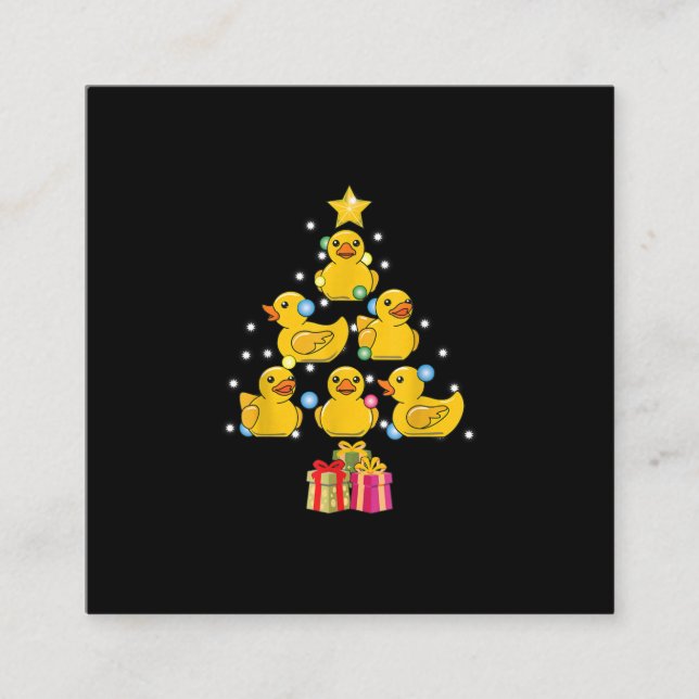 Rubber Duck Christmas Tree Duckie Quack Christmas Square Business Card (Front)