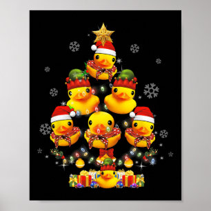 Rubber Duck Christmas Tree Xmas Light Surrounded D Poster