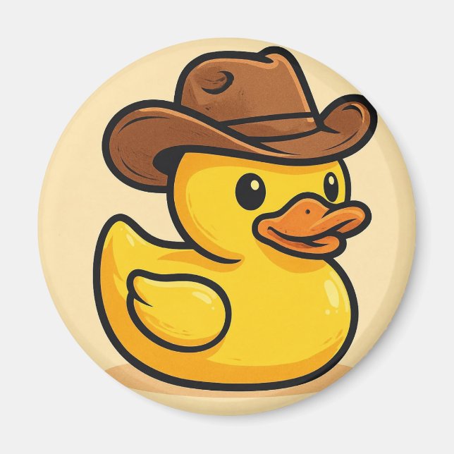 rubber duck cowboy hat magnet (Front)