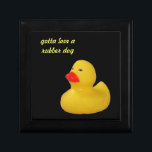 Rubber duck cute fun yellow custom jewellery box<br><div class="desc">Cute yellow rubber duck fun humour - gotta love a rubber DOG!custom trinket box,   gift box,  jewellery box.  great gift idea for animal lovers</div>