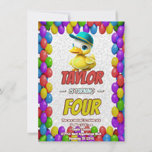 Rubber Duck Cute Personalised Birthday Invite Kids