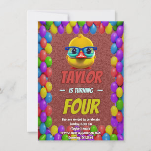 Rubber Duck Cute Personalised Birthday Invite Kids