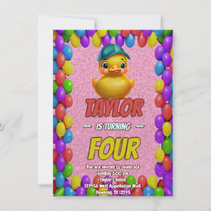 Rubber Duck Cute Personalised Birthday Invite Kids