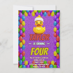 Rubber Duck Cute Personalised Birthday Invite Kids