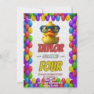 Rubber Duck Cute Personalised Birthday Invite Kids