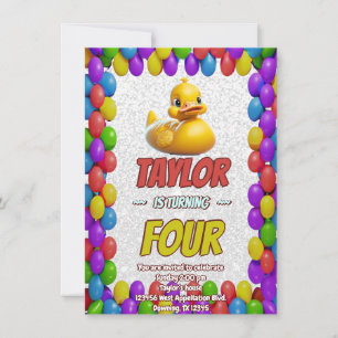 Rubber Duck Cute Personalised Birthday Invite Kids