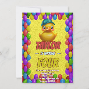 Rubber Duck Cute Personalised Birthday Invite Kids