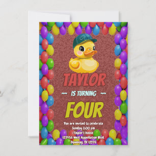Rubber Duck Cute Personalised Birthday Invite Kids