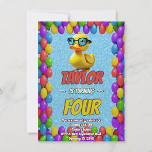 Rubber Duck Cute Personalised Birthday Invite Kids