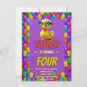 Rubber Duck Cute Personalised Birthday Invite Kids