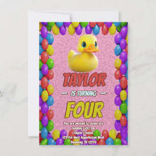 Rubber Duck Cute Personalised Birthday Invite Kids