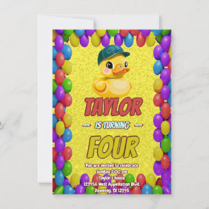 Rubber Duck Cute Personalised Birthday Invite Kids