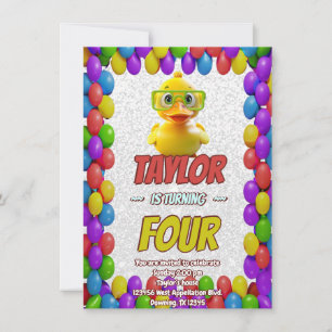 Rubber Duck Cute Personalised Birthday Invite Kids