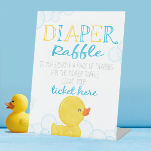Rubber Duck DIaper Raffle Baby Shower Pedestal Sign