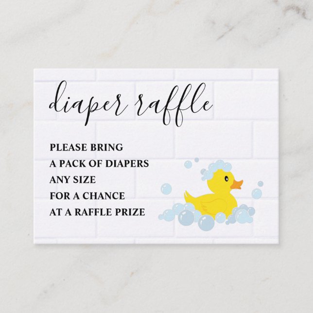 Rubber Duck Diaper Raffle Enclosure Card (Front)