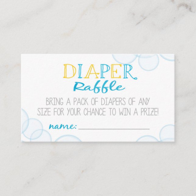 Rubber Duck Diaper Raffle Insert Cards (Front)