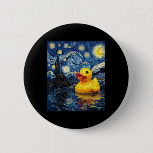 Rubber Duck Duckie Ducky Van Gogh Style Starry Nig 6 Cm Round Badge