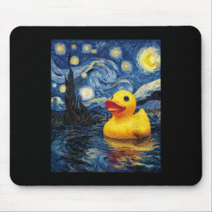 Rubber Duck Duckie Ducky Van Gogh Style Starry Nig Mouse Pad