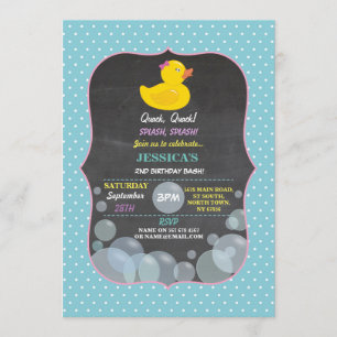 Rubber Duck Ducky Bubble Birthday Party Invite