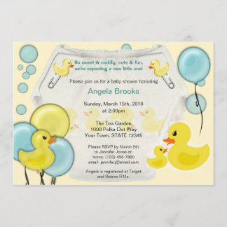 Rubber Duck Ducky Diaper Baby Shower Invitation