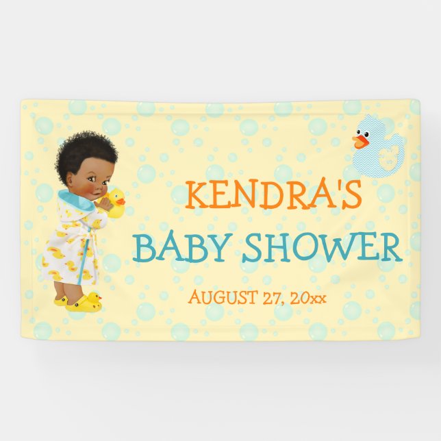 Rubber Duck Ducky Gender Neutral African American Banner (Horizontal)