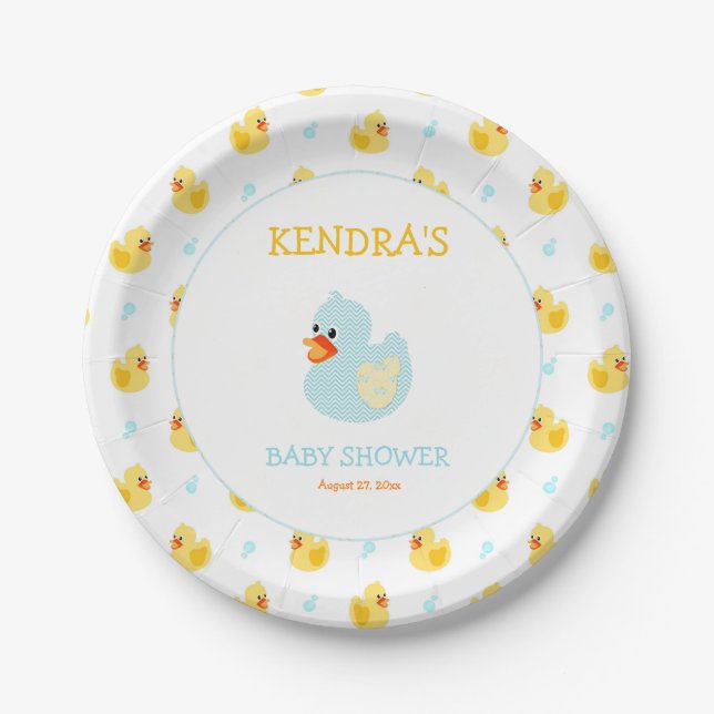 Rubber Duck Ducky Gender Neutral Paper Plate (Front)