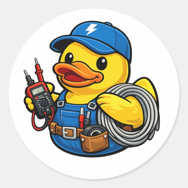 Rubber Duck Electrician Classic Round Sticker (Front)