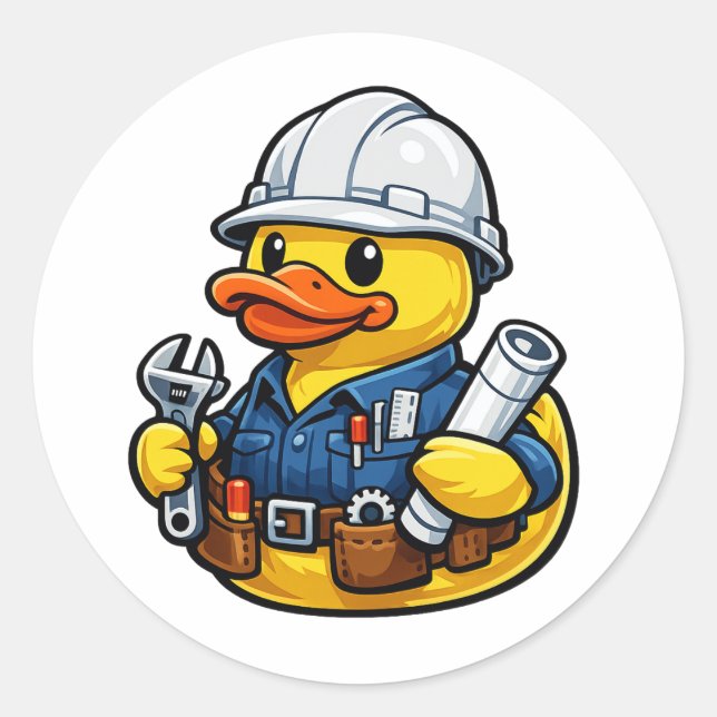 Rubber Duck Engineer Classic Round Sticker (Front)