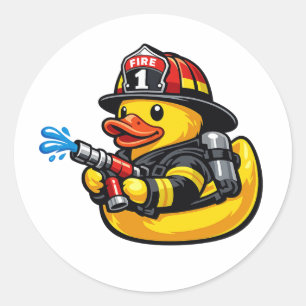 Rubber Duck Firefighter Classic Round Sticker