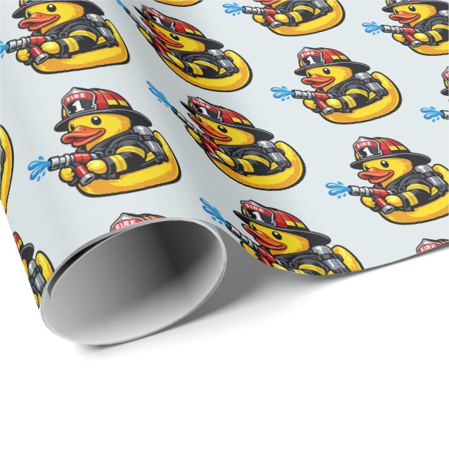 Rubber Duck Firefighter Wrapping Paper (Roll Corner)