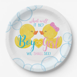 Rubber Duck Gender Neutral or Reveal Party  Paper Plate