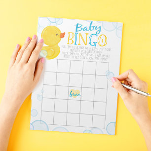 Rubber Duck Gift Bingo Baby Shower Game Pack Notepad