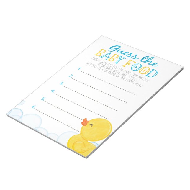 Rubber Duck Guess The Baby Food Game Answer Pack Notepad (Angled)