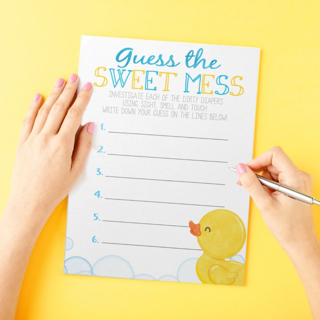 Rubber Duck Guess The Sweet Mess Game Answer Notepad (Guess the Sweet Mess Watercolor Rubber Duck Baby Shower Game Pack of 40 Answer Sheets)