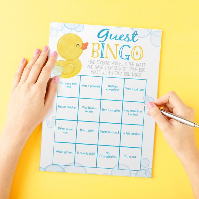 Rubber Duck Guest Bingo Baby Shower Game Pack Notepad (Guest Bingo Watercolor Rubber Duck Baby Shower Game Pack of 40 Answer Sheets)