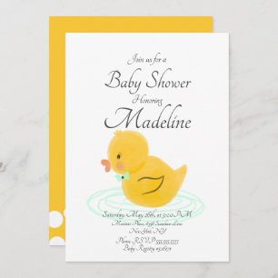 Rubber Duck Hand Drawn  Baby Shower Invitation