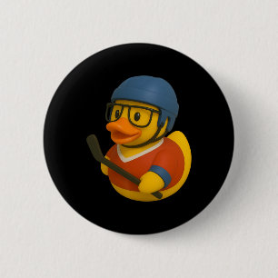 Rubber Duck Ice Hockey Player Ducky Duckie Men Wom 6 Cm Round Badge