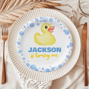 Rubber Duck Labels Birthday Baby Shower Paper Plate