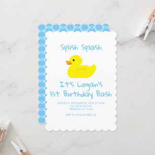 Rubber Duck Lattice First Birthday Invitation