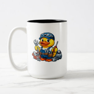 Rubber Duck Mechanic Two-Tone Coffee Mug