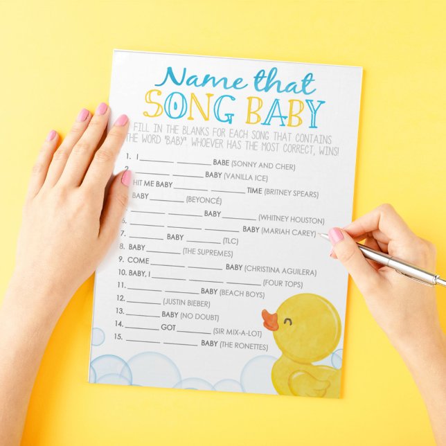 Rubber Duck Name That Song Baby Shower Game Notepad (Name That Song Baby Watercolor Rubber Duck Baby Shower Game Pack of 40 Answer Sheets)