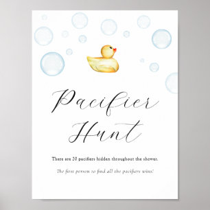 Rubber Duck Pacifier Hunt Baby Shower Game Sign