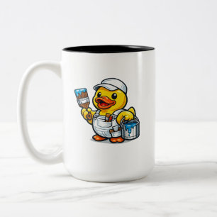 Rubber Duck Painter Two-Tone Coffee Mug