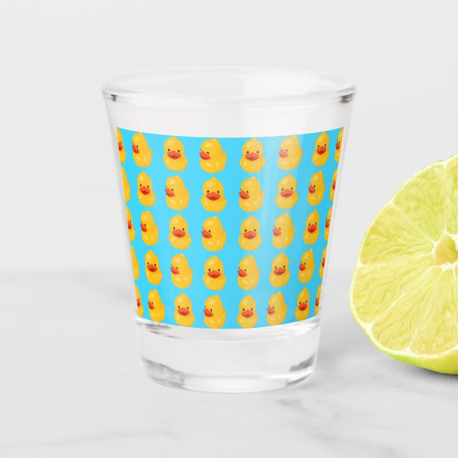 Rubber Duck Pattern Blue Print Shot Glass (Front)
