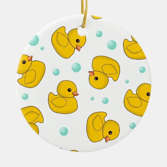 Rubber Duck Pattern Ceramic Ornament (Front)