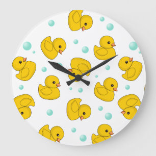 Rubber Duck Pattern Large Clock