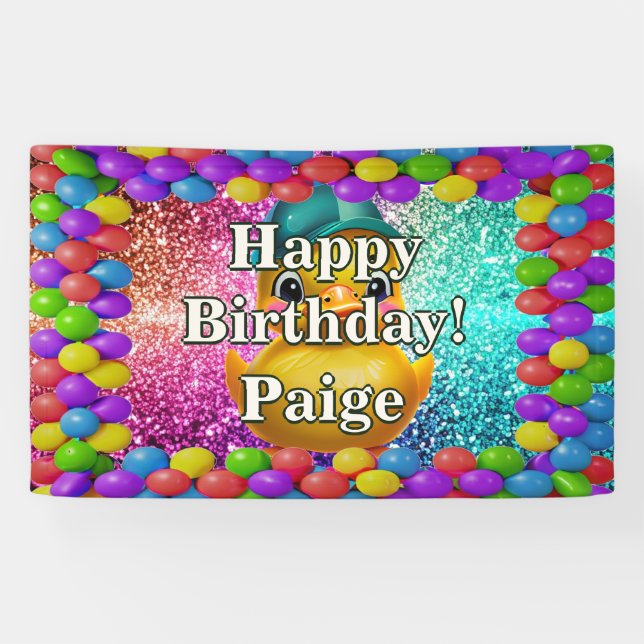 Rubber Duck Personalised character birthday banner (Horizontal)
