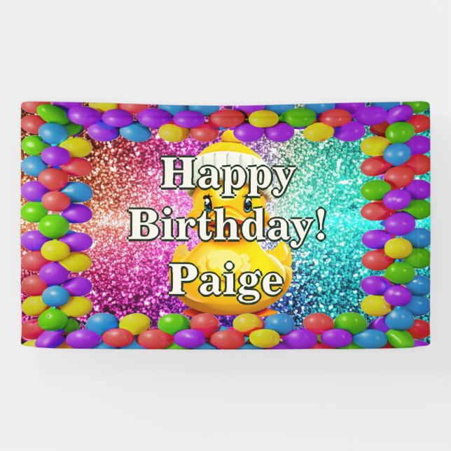 Rubber Duck Personalised character birthday banner (Horizontal)